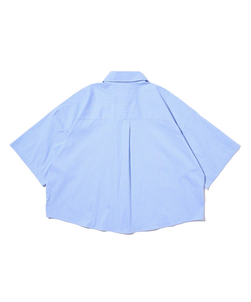 OTHERFITS Striped Marine Crop Shirt (Sky Blue)