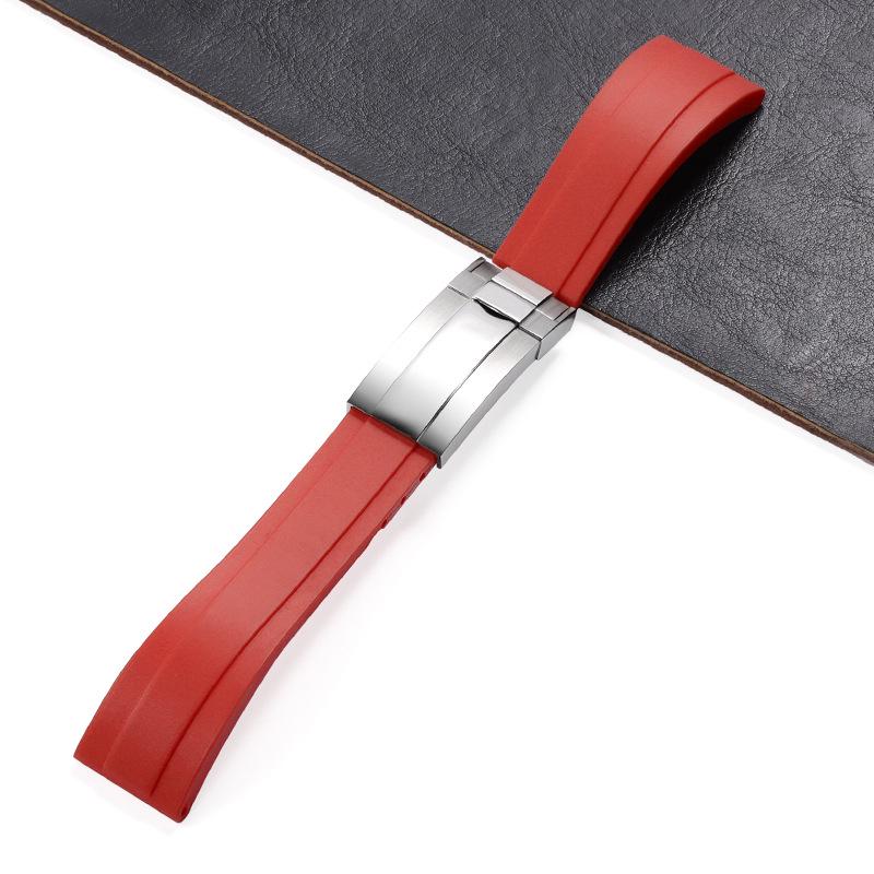 Силиконовый ремешок для часов, совместимый с Rolex Submariner, Yacht-Master, Explorer – Без логотипа, Плоский конец, Черный/Зеленый/Синий, 20 мм