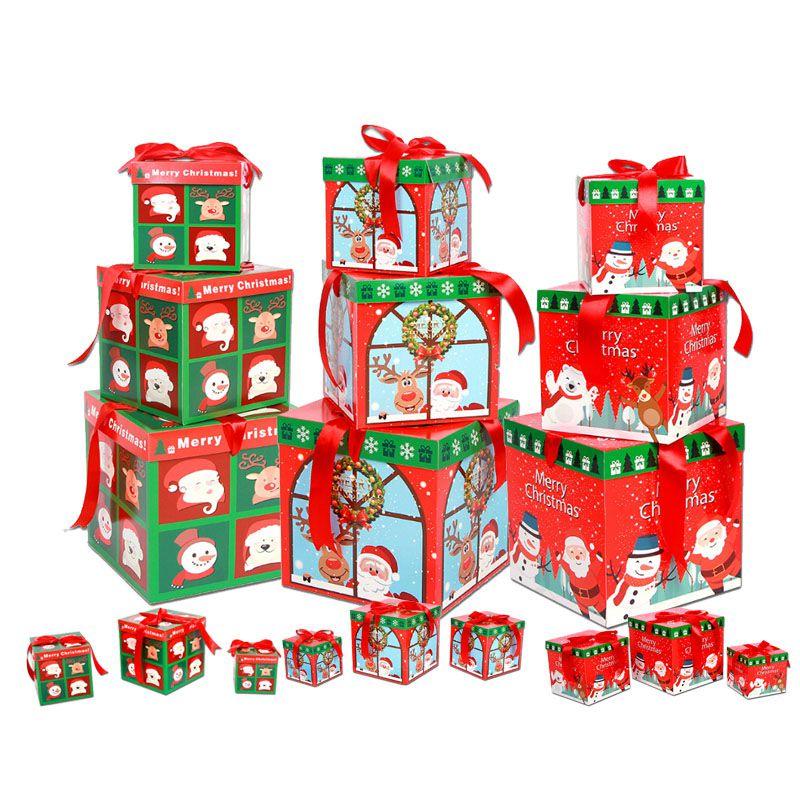 Восхитительная коллекция из 3 премиальных больших подарочных коробок на Рождественский сочельник с элегантной крышкой и лентой