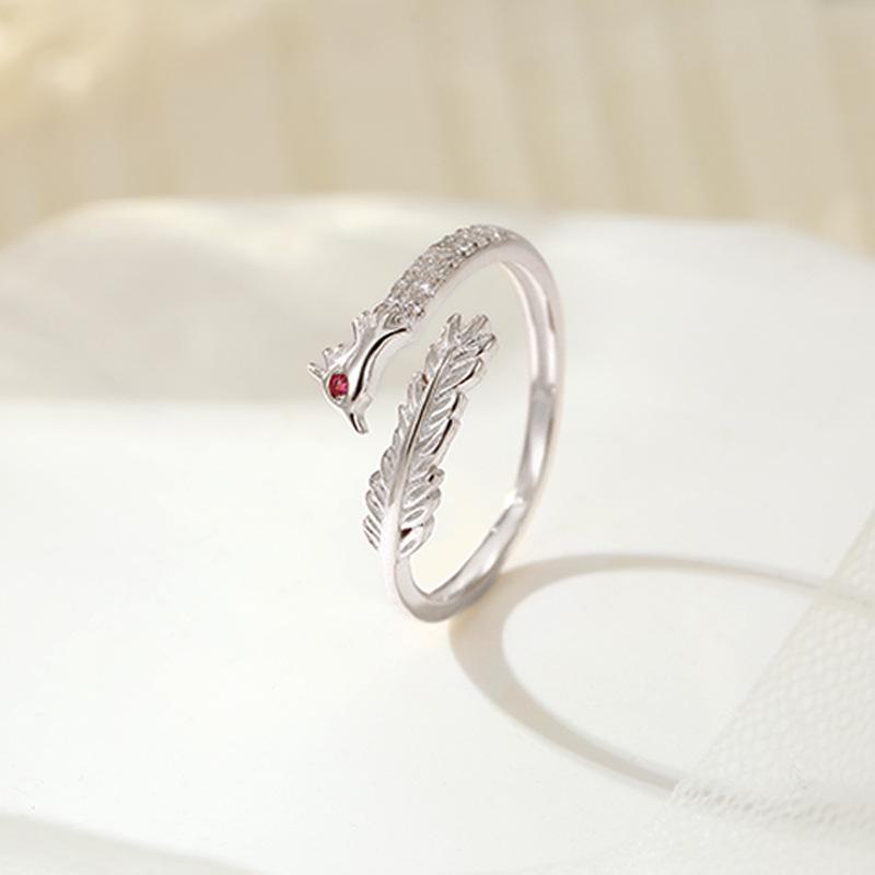 Кольцо для пары Banyan Tree из стерлингового серебра S925 с драконом и фениксом