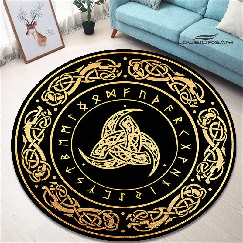 Круглый ковер с принтом viking vegvisir, красивый нескользящий ковер для гостиной, спальни, реквизит для фотосъемки, подарок на день рождения