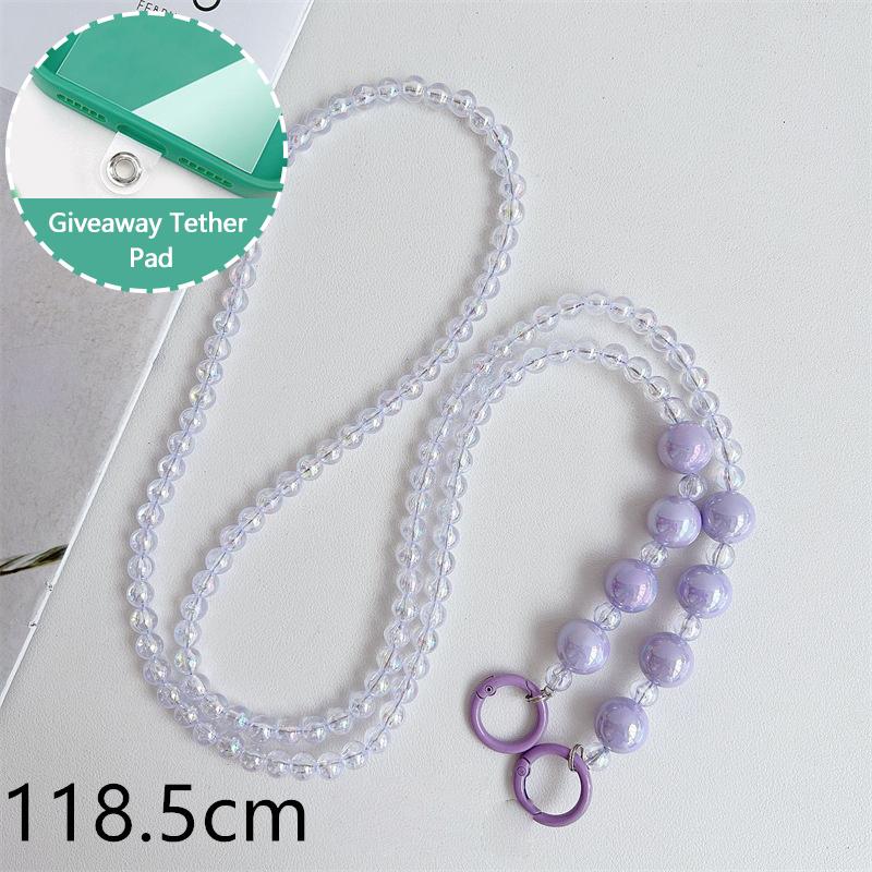 Универсальный ремешок для телефона через плечо с бусинами, длинные шейные ремешки, чехол для телефона с защитой от потери и нашивкой для iPhone, Samsung, Xiaomi