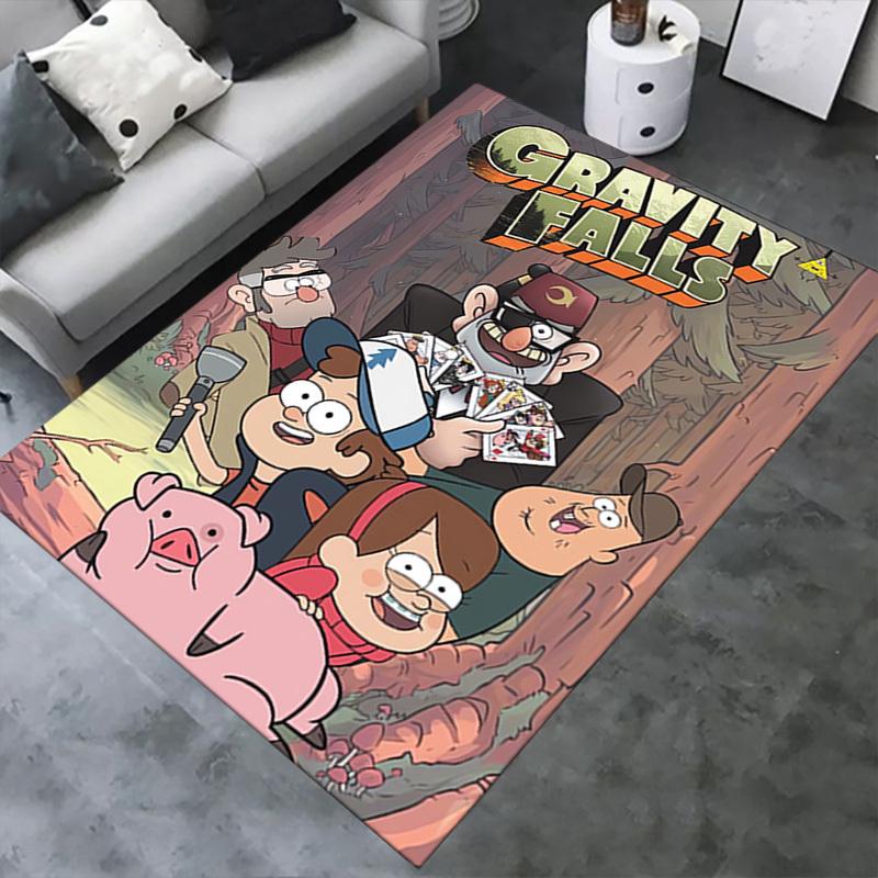 3D-печатный коврик Gravity Falls, Искатели Тайн, Охота за Сокровищами - Противоскользящий коврик для офиса, стираемый в машине - для гостиной, спальни, офиса - Различные размеры
