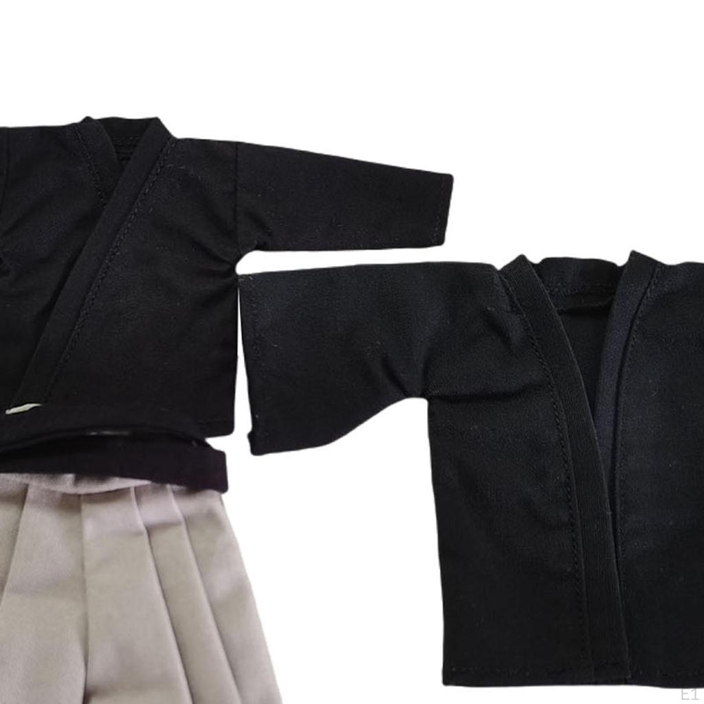 4x 1/12 Samurai Kimono Clothes, Handmade Tops with Pants Belt for 6in Male Action Figures Dress Up