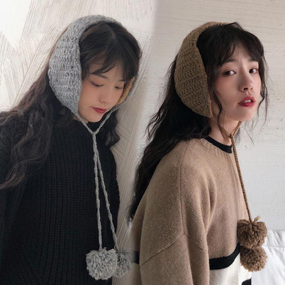 Thicken Knitted Earmuffs Plush Winter Ear Cover Retro Warm Earmuffs Girl
