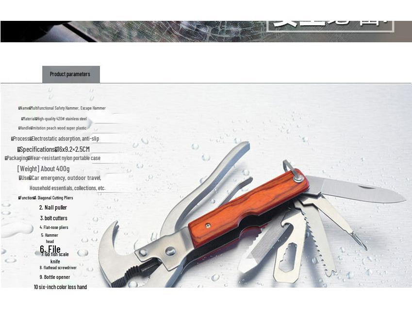 Портативный многофункциональный туристический топор-молоток – Аварийный инструмент для улицы и автомобиля с коническим гвоздодером