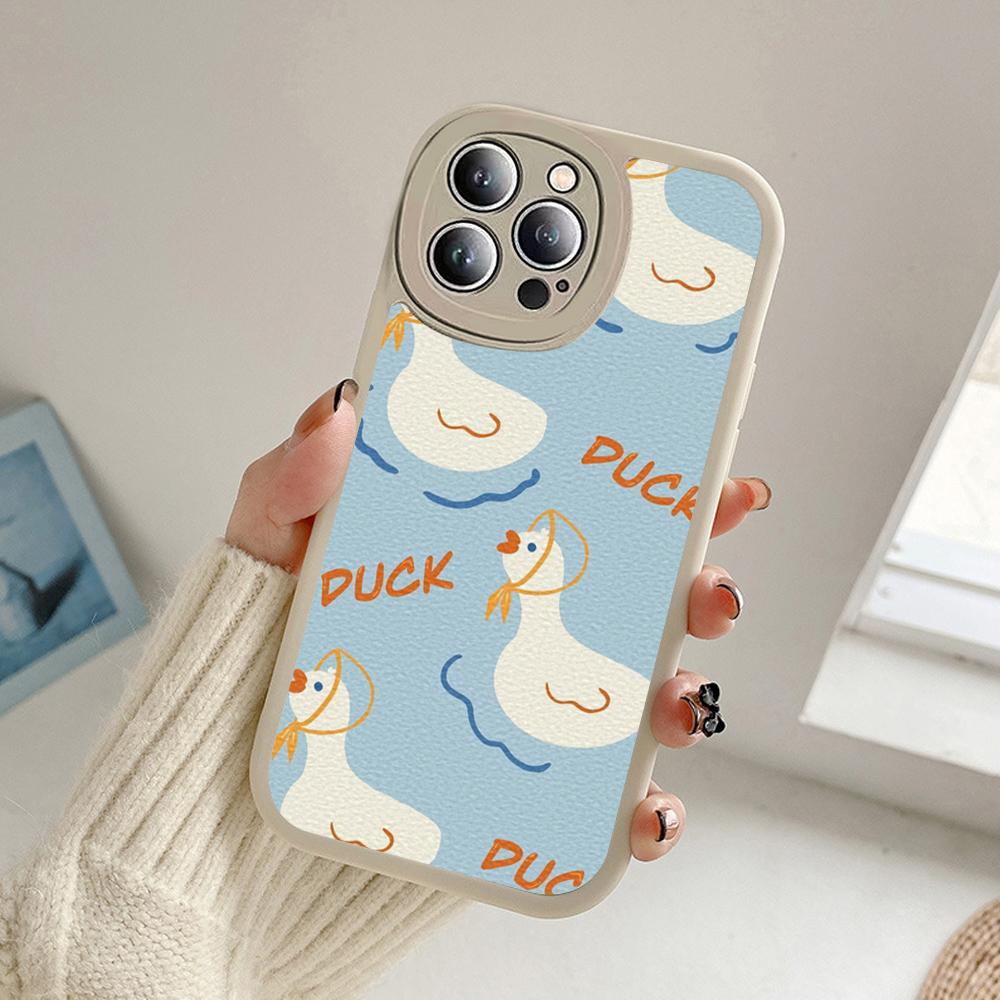 Чехол для телефона с масляной живописью и мультяшной уткой для Iphone 14 13 11 12 Pro MAX 13 12 MiNi 7 8plus 14 13 11PRO X XS 12 11 XR Чехлы из овечьей кожи