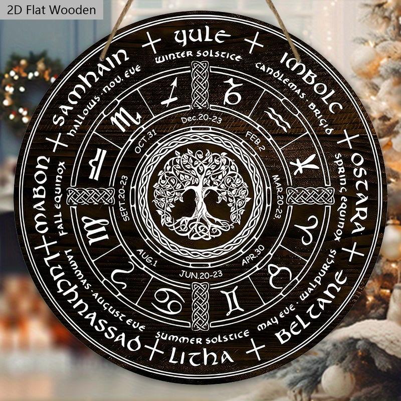 Дерево Жизни Колесо Года Деревянная Табличка, Шабаши Языческая Ведьма Знак, Викканские Праздники Викка Календарь Йоль Алтарь Небесный Знак, Хэллоуин, Рождественский Декор