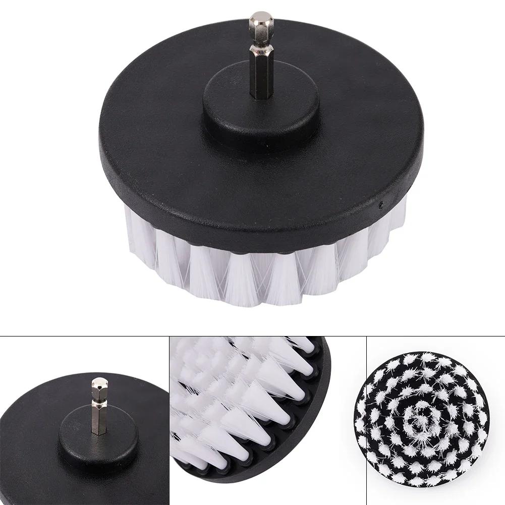 4-Inch Drill Mounted Brush Soft Accessory for Carpet Leather Upholstery Tire Cleaning Compatible with Electric Drills