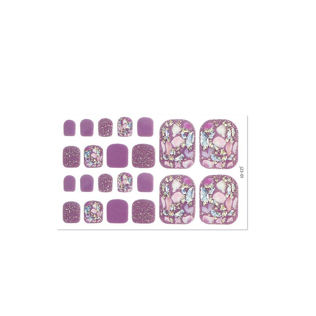 22Pcs/Set Toe Nail Fake Self-adhesive Nails Sticker Various Nail Patterns False Nail Stickers With Jelly Glue