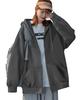 EASTEMPO Long Sleeve Loose Solid Plus Sizes Dark Women's Hoodie, Fall/Winter, Fleece-Lined, Zip-Up, Fit, Color, Stylish, (JP, Alphabet, L, Gray)