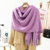 Women'S Thick Warm Solid Color Scarf Autumn And Winter New Style Cashmere Scarf Versatile Wool Scarf