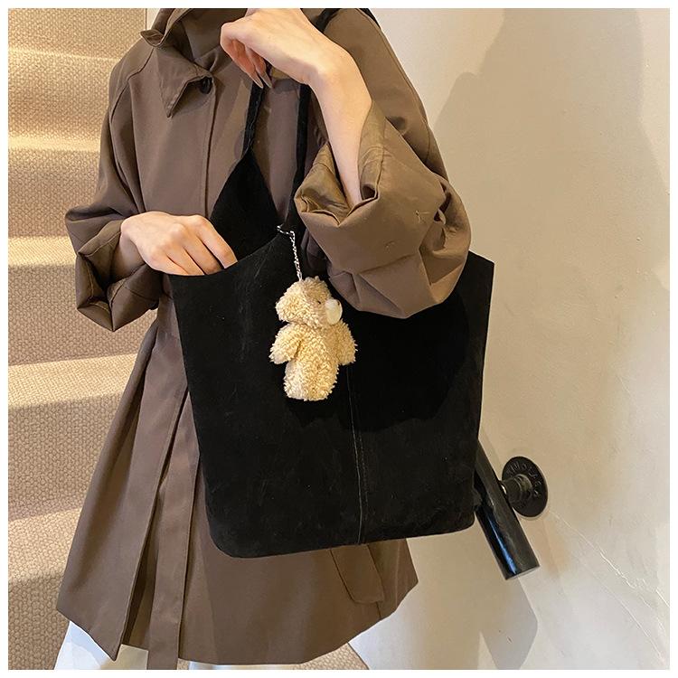 Suede Bag Women's Large-capacity New Spring and Summer Retro Shoulder Shopping Bag Commuter Tote Bag