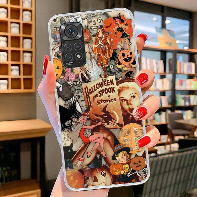 Halloween Fall Art Witch Cat Cover Phone Case For Xiaomi Redmi Note 15 14 13 12 11 10 Pro Plus 14S 12S 11S 11T 11E 10S Soft Fund