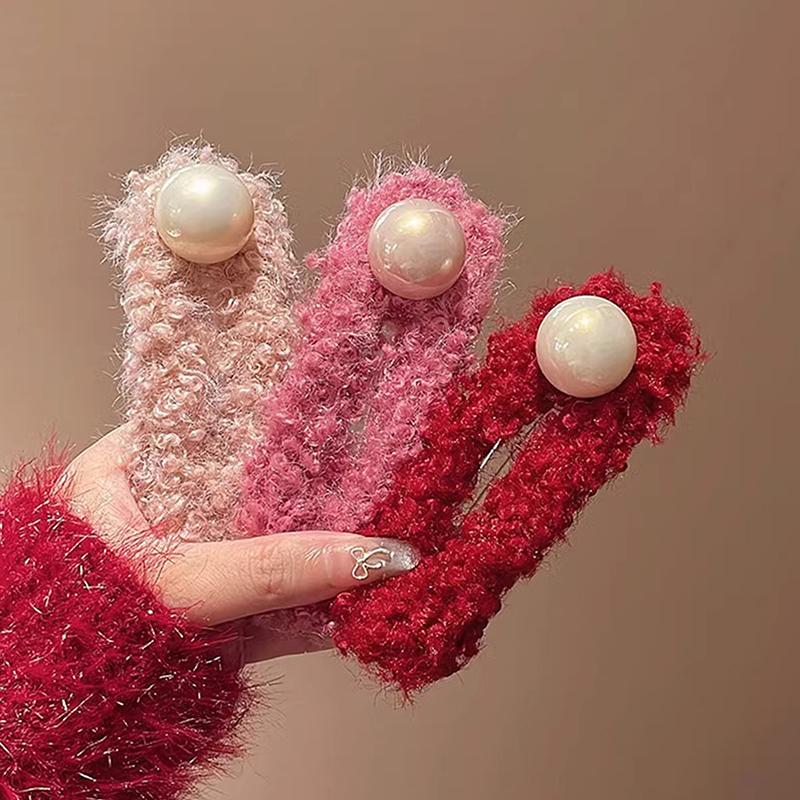 Плюшевая заколка-уточка, красная заколка для хвоста, заколки для волос для женщин, симпатичная праздничная корейская заколка для волос, аксессуары для волос