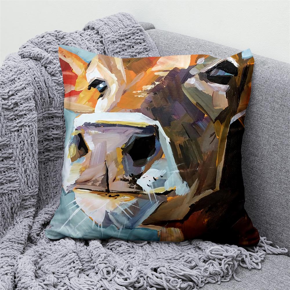 Juste de coussin en velours, анималистический цветочный узор, декоративная ткань taie d'oreiller, oreiller pour la maison, канапе, chambre, voiture, loup, vache