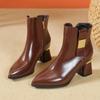 Модные новые ботильоны на платформе для женщин Осень Зима Дизайнерские женские туфли на мягкой подошве Модные ботинки из кожи на острие в британском стиле Женские