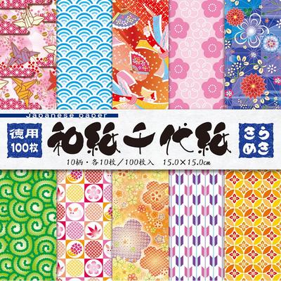 Бумага Toyo Washi Chiyogami с блестками, 15см х 10 100 18035, Бумага, Упаковка, 15см, Дизайны, Листы,