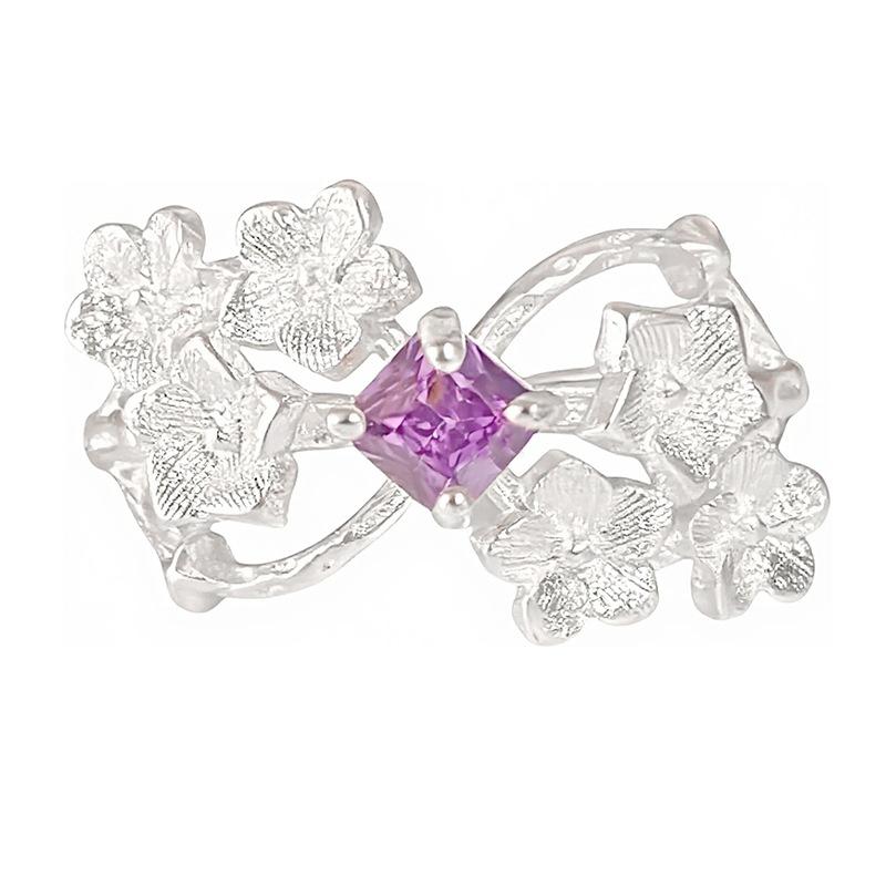 Фиолетовый циркон Бабочка Ландыш Бахромчатое Открытое Кольцо Изысканное Нежное Легкая Роскошь Высококачественное Звездный Цветок Кольцо-Сетка