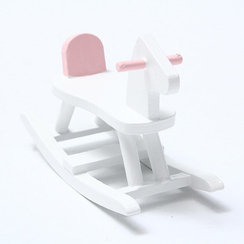 6 шт. / Компл. Деревянный DIY мини кукольный домик мебель для спальни набор игрушек 1/12 имитация мебели модель игрушки для украшения кукольного домика розовый