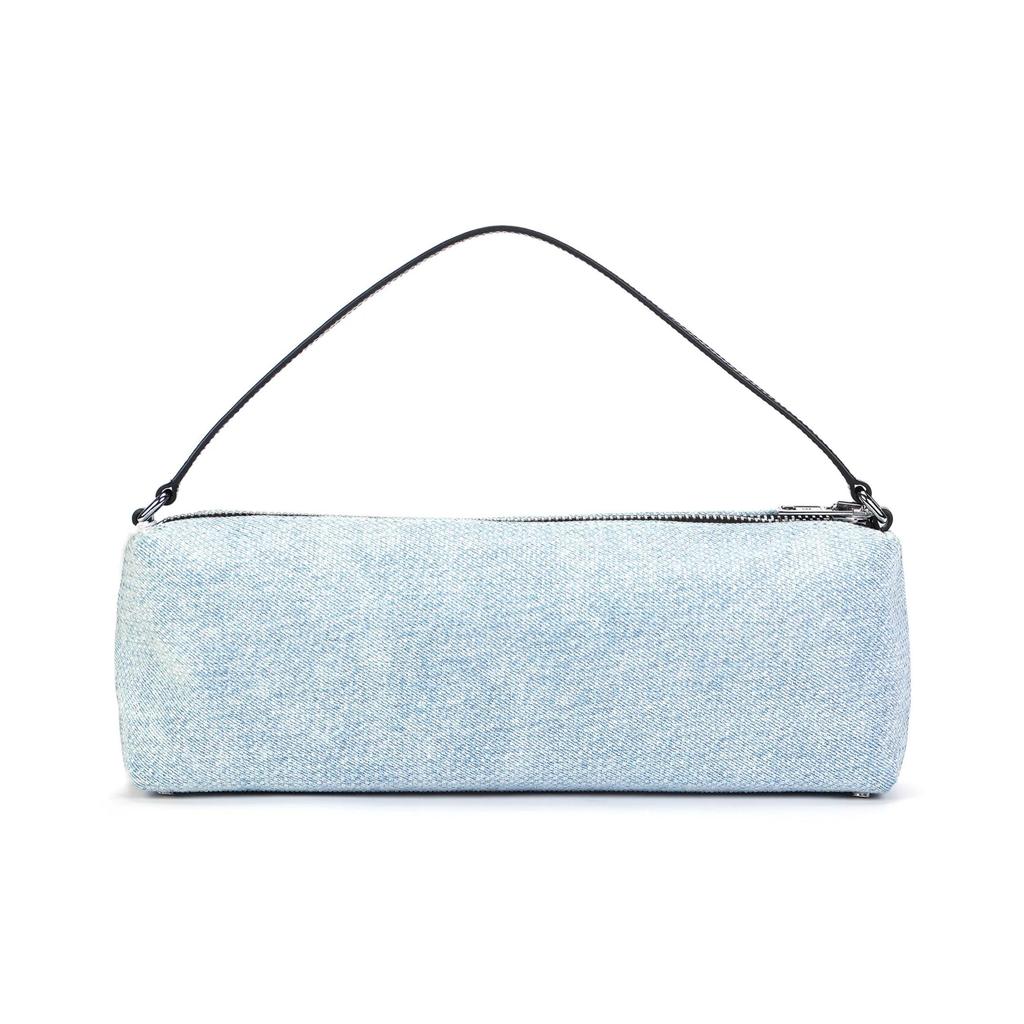 Alexander Wang Heiress Solid Color Minimalist Zipper Closure Denim Tote Bag for Women in Blue