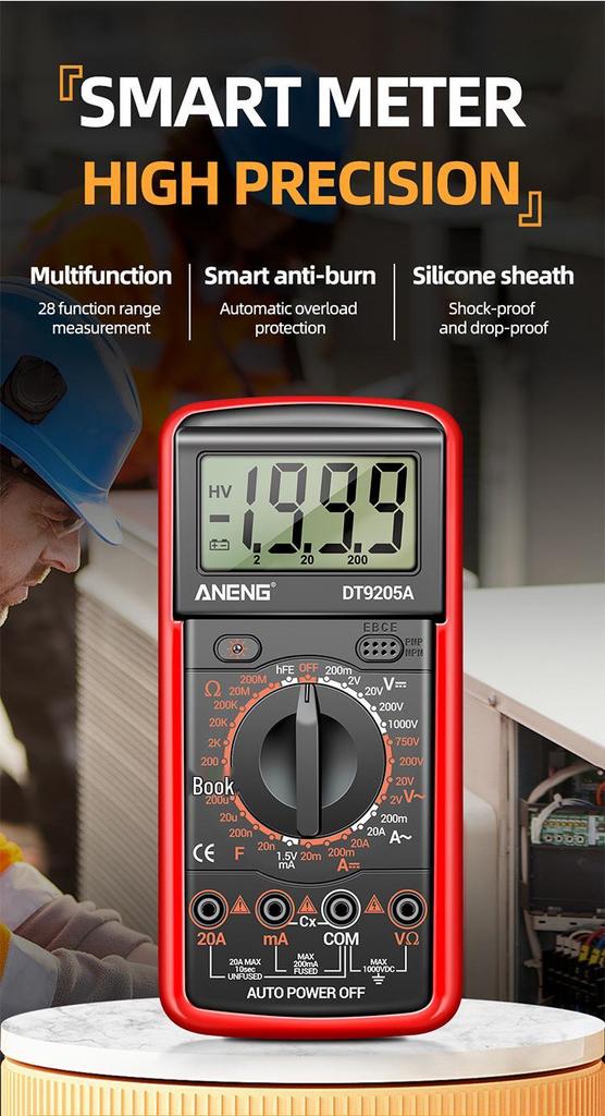 ANENG DT9205A Высокоточный цифровой мультиметр для электриков