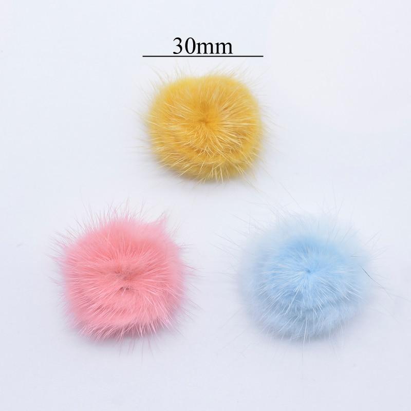 10Pcs 30mm Mink Plush Ball with Bottom Gasket for DIY Headwear Hair Clips Bow Accessories Handmade Baby Clothes Hat Shoes Decor