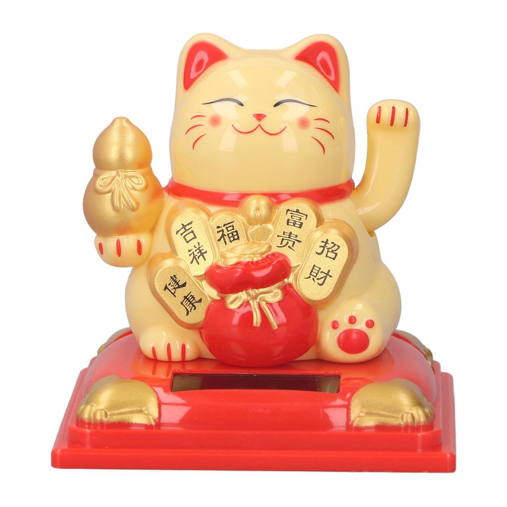 Счастливый машущий кот на солнечной энергии, украшения для кошек, декоративные, приветствующие богатство, кот для рабочего стола в офисе