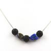 Stones and Minerals. 8mm Lava Bead Necklace + Pakistani Lapis Lazuli Stainless Steel Chain.