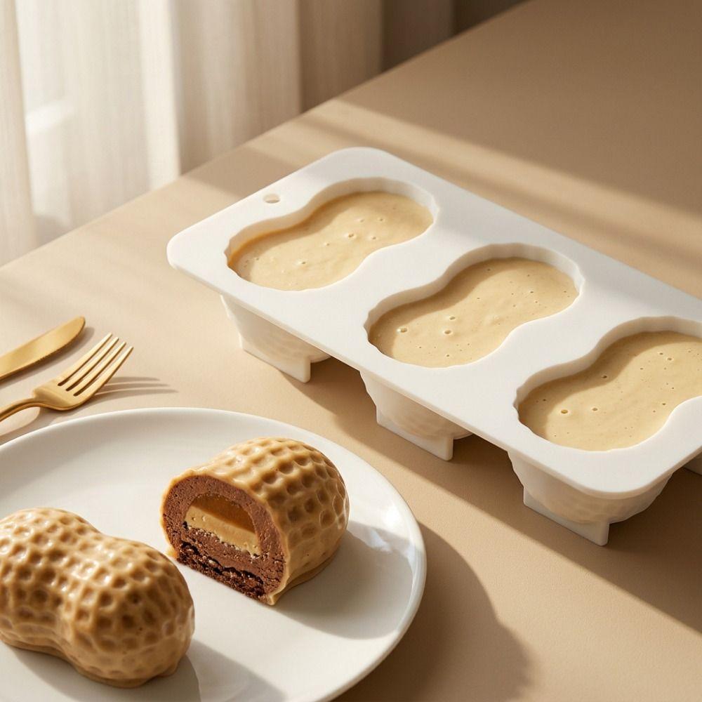 3-Cell Peanut Mousse Cake Mold Peanut Shaped Baking Mold New Chocolate Mold  Baking Tools