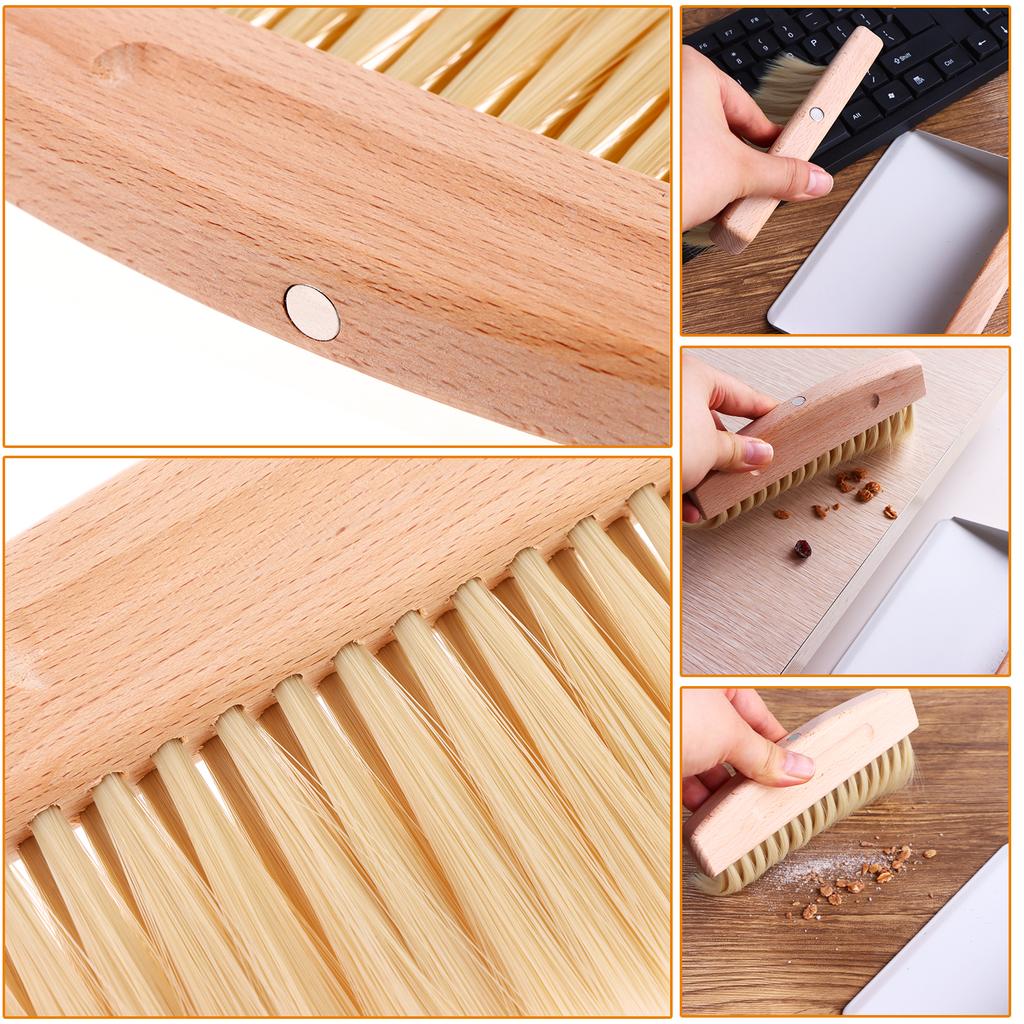 Маленький набор совка и щетки Мини портативный совок и щетка Деревянная щетка для стола Металлический совок для подметания стола, Количество