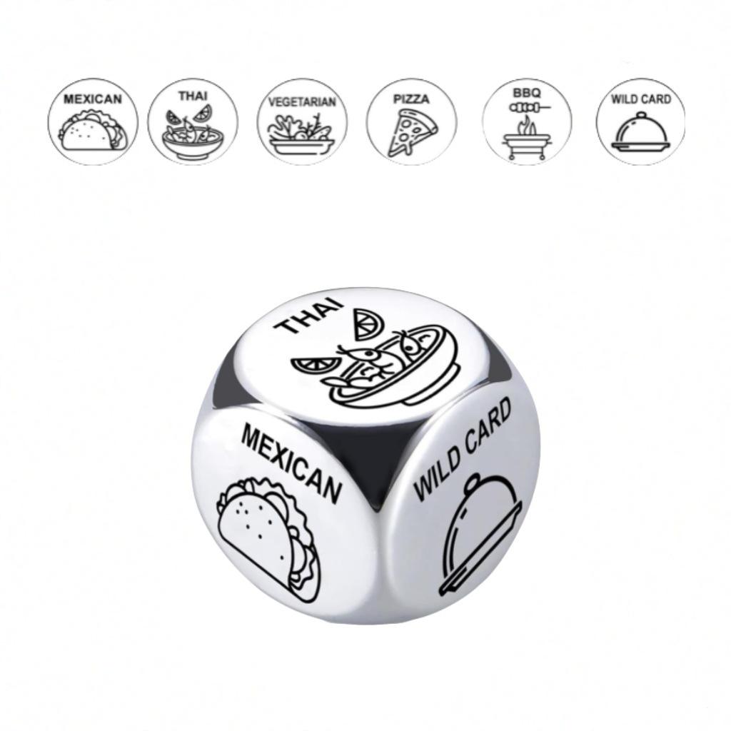Stainless Steel Food Decision Dice for Couples - Indecisiveness Gift