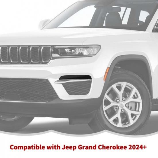Smoked Black Front Fog Light Lamp Guard Cover Trim for Jeep Grand Cherokee 2024+