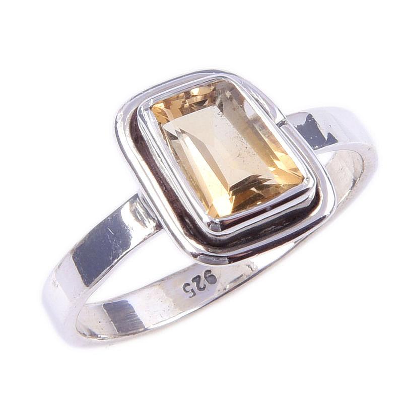 Natural Citrine Gemstone Handmade 925 Solid Sterling Silver Ring Size 7 B8z40