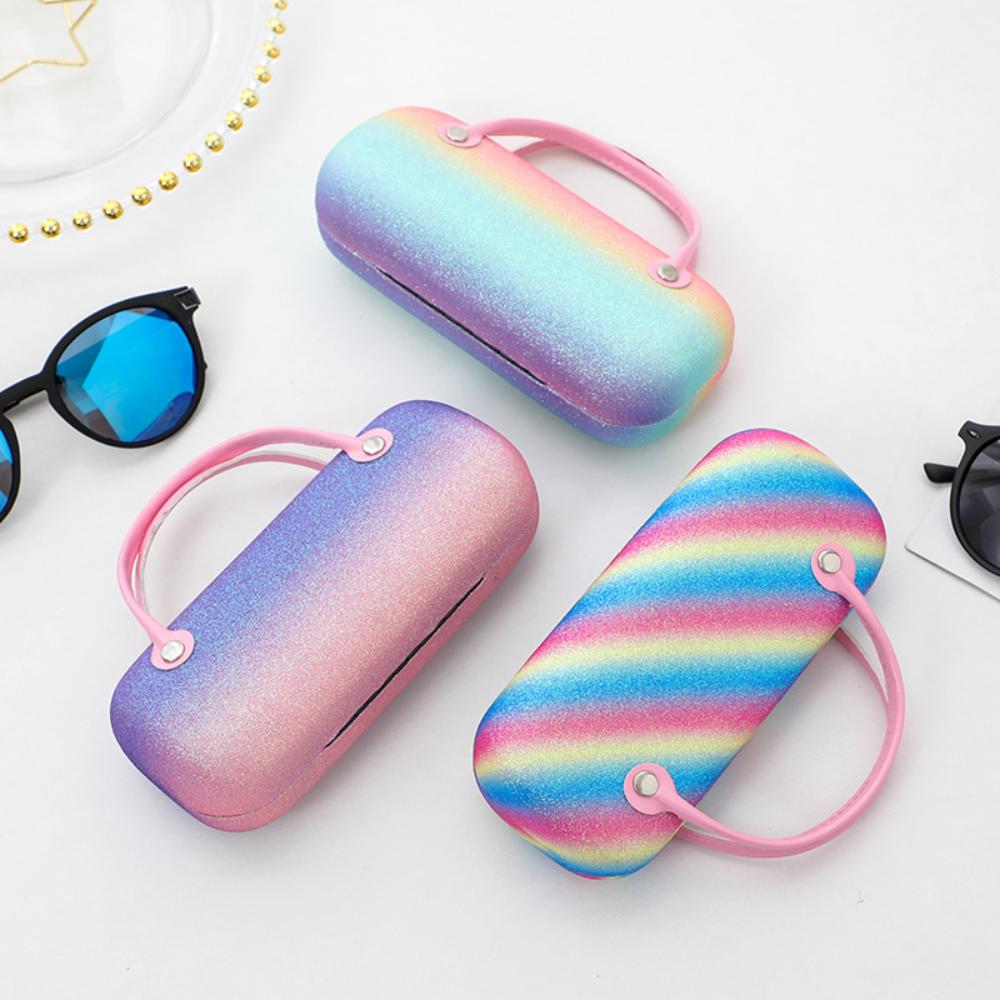New Rainbow Glasses Case Portable Anti-pressure Protective Box Glitter Laser Sunglasses Storage Box Children's Eyeglasses Case