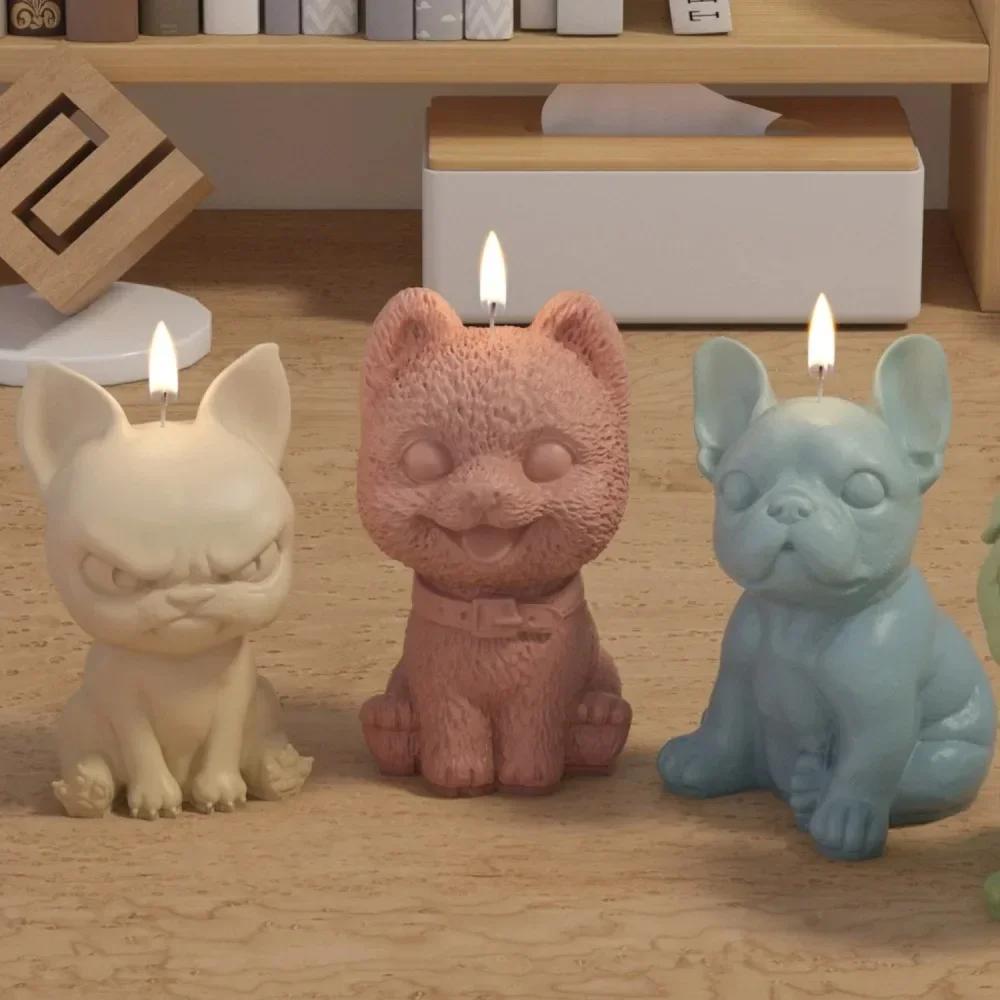 Сделай сам Собачья свеча Силиконовая форма Милое 3D животное Ароматерапевтическая свеча Форма для смолы Изготовление Милый подарок Украшения для стола