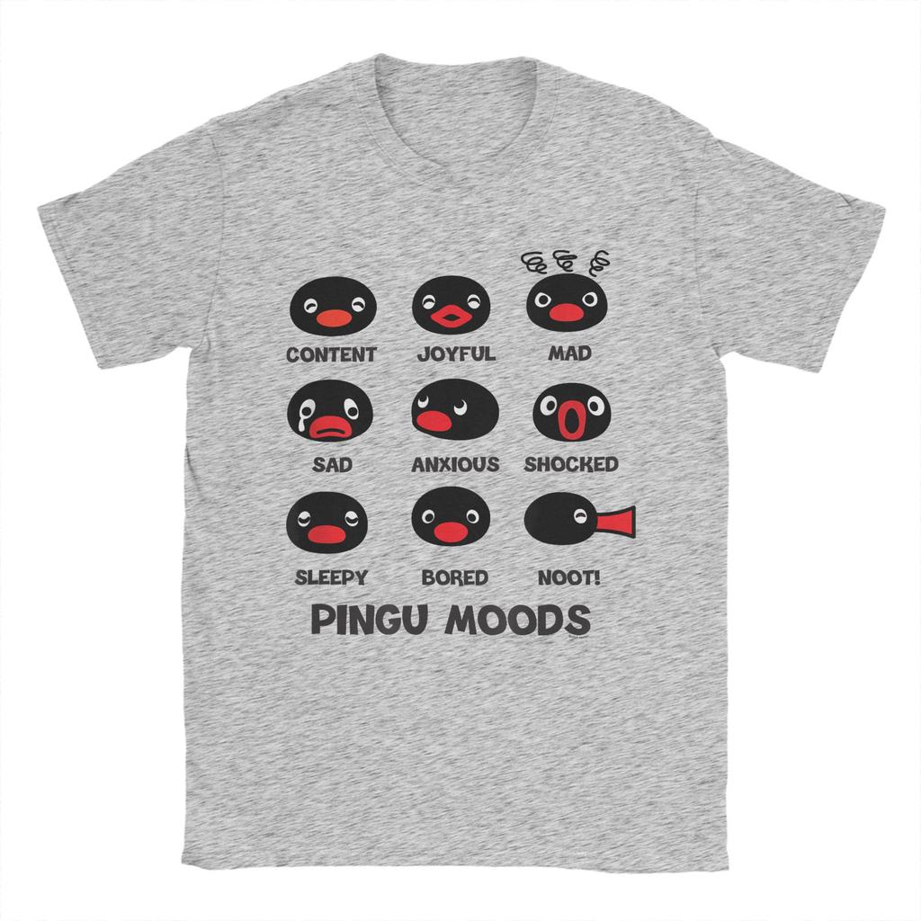 Men's Pingu Pingu Moods T Shirts  100 Cotton Clothes Summer Streetwear Short Sleeve T Shirt O Neck Popular Printed Tee Shirt