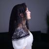 Цветочная вышивка Фата-часовня Испанский стиль Кружевной край Свадебный кружевной платок Романтичный Традиционный Винтажный кружевной головной убор