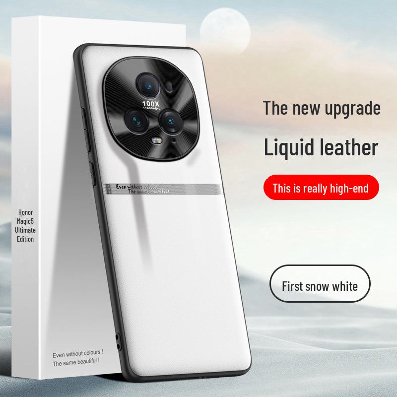 Защитный жидкий кожаный чехол для телефона Honor Magic5 Ultimate Edition, противоударный дизайн, поставляется в одном экземпляре.