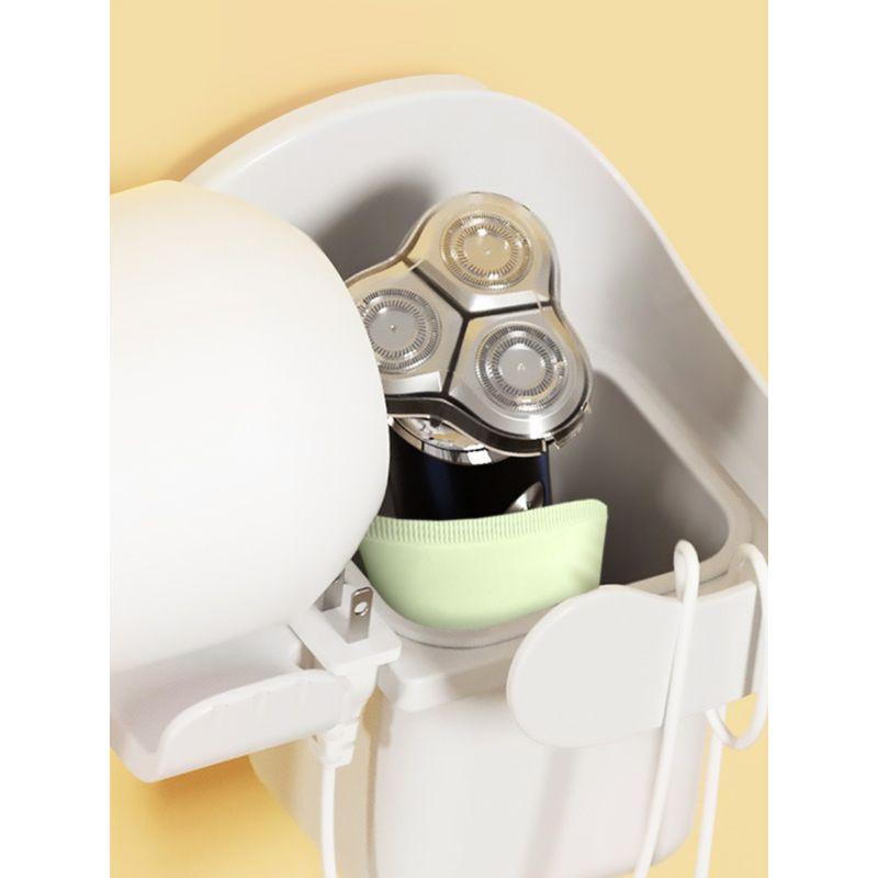 Milk White Hair Dryer Rack Bathroom Punch-Free Hair Dryer Rack Bathroom Wall-Mounted Hair Dryer Bracket Storage