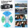 4 Cameras 360° Full HD 1080P Car DVR Wifi Dash Cam 4 Channel Dashcam Video Recorder WDR Night Vision Black Box Cabin Camera