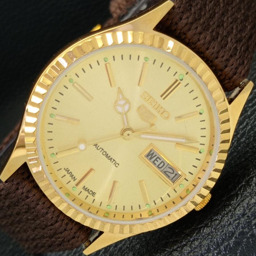 ВОССТАНОВЛЕННЫЕ ВИНТАЖНЫЕ SEIKO 5 AUTO 6309A ЯПОНИЯ МУЖСКИЕ ЗОЛОТЫЕ ЧАСЫ С ЦИФЕРБЛАТОМ a425917-2