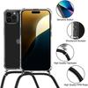 Case for iPhone 16 Pro - Reinforced Corners Anti-Scratch Flexible + Navy Blue Lanyard