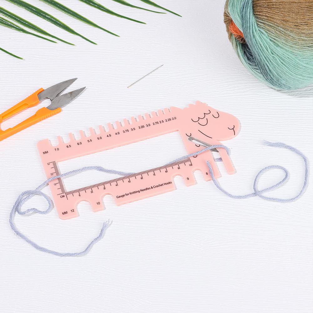 Practical Sheep Head With Cutting Head Gauge Ruler For Knitting Needles Crochet Hooks Ruler Tool