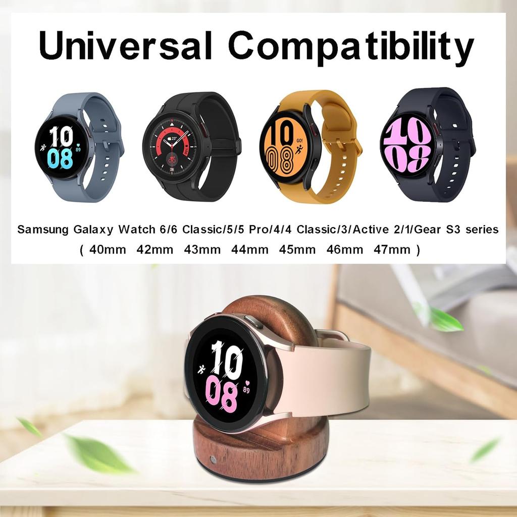 Магнитная подставка-зарядное устройство для часов Samsung, Деревянная док-станция для зарядки Galaxy Watch, Быстрая зарядка, Портативная беспроводная зарядная станция для Samsung Galaxy