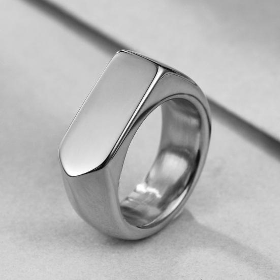 Retro Ring Pure Color Polished Titanium Steel Flat Surface Simple Style Luster Multi Sizes Anti-Rust Lightweight Finger Jewelry
