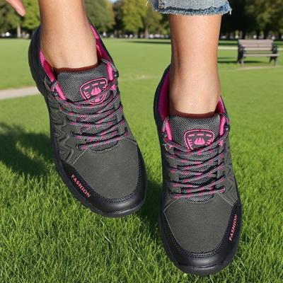 Мода 2025 Популярные женские серые походные ботинки - Модные спортивные туфли с противоскользящей подошвой, Дизайнерские городские ботинки для улицы, Обувь для тренировок в зале Осень