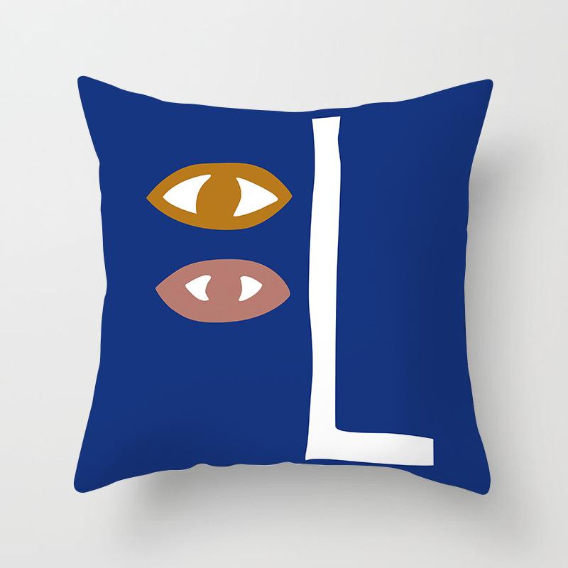New Nordic Ins Pillow Cover Abstract Geometric Blue Ultra Short Velvet Cushion Cover
