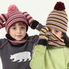 Набор из 3 предметов: детская шапка, шарф, перчатки, полосатый принт, веревка против потери, теплая, дышащая, комбинированный набор шапка-шарф-перчатки, зимняя экипировка