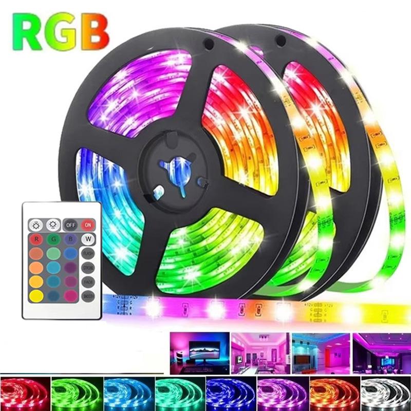 5V RGB LED Strip Light – SMD 5050 Flexible Diode Tape with 24-Key Remote for Home Christmas Room TV Backlight Decoration